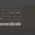 Modern Wooden Decorative Cabinet With Multiple Shelves Drawers And Warm Lighting
