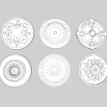 European-style lamp panel gypsum carved disc combination 3d model