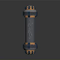 Futuristic Weapon Cylinder Shaped Design With Blue Glowing Core And Cracked Texture