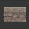 Stone Wall Model Featuring Arched Design Brick Texture And Support Base 3d model