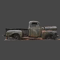 Vintage Rusted Abandoned Old Truck With Damaged Body And Broken Windows