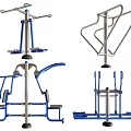 Steel Frame Outdoor Fitness Equipment with Blue Details and Multiple Workout Functions for Parks