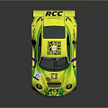 Yellow Green Racing Car With PROTECH ACC MOTUL Logos Rear Wing And Aerodynamic Design