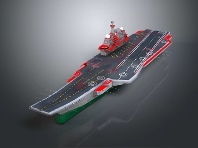 Modern Aircraft Carrier Water Transport Vehicle With Flight Deck And Tower Design 3d model