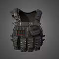 Military Style Black Tactical Vest With Multiple Pockets And Ammunition Clips
