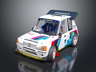 Kartcout Rally Race Car With Colorful Stripes Number 17 And Aerodynamic Design 3d model