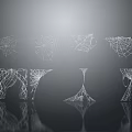 Minimal Modern Abstract Geometric Shapes With White Lines And Reflection On Gray Background