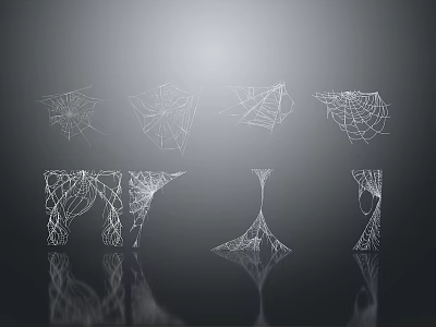 Minimal Modern Abstract Geometric Shapes With White Lines And Reflection On Gray Background 3d model