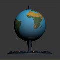 Decorative World Globe With Illuminated Base And Wave Pattern Details
