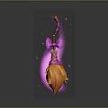 Magical Broom with Pink Bow Orange Handle and Yellow Bristles Purple Light Effects