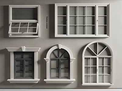 Jane European Glass Window Line Architectural Window Inner Window 3d model