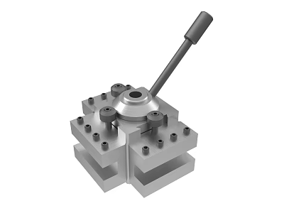 Adjustable Metal Workbench Fixture With Central Component And Multiple Handle Bolts 3d model