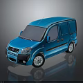 Blue Small Cargo Van Exterior Design in 3D Rendering With Reflection and Commercial Use 3d model