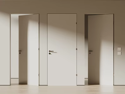 Modern White Swing Doors with Minimalist Design in Bright Interior Spaces 3d model