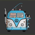 Blue And White Mobile Beverage Truck With Open Top And Drink Dispensing Equipment