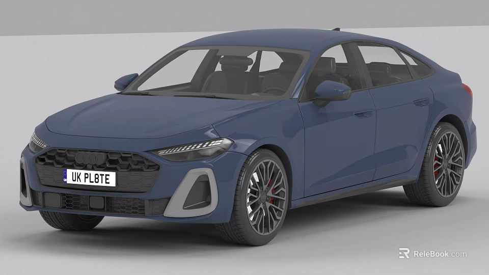 Blue Sedan With Modern Sleek Exterior Design LED Headlights And Sporty Alloy Wheels 3d model 