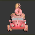 Pink Donut Mobile Vending Truck Commercial Equipment With Stacked Donuts On Top
