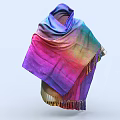 Colorful Rainbow Gradient Shawl with Fringes on Edges Soft Lightweight Fabric for Fashionable Look