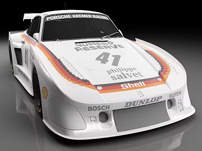 White Porsche Race Car With Number 41 German Flag Stripes And Sponsor Logos 3d model
