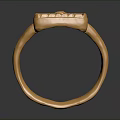 Golden Ring Design With Square Top And Carved Decorative Pattern 3d model