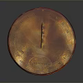 Brass Sundial With Circular Base Triangular Gnomon And Engraved Markings