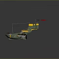 Vintage Green and Yellow Biplane Airplane 3D Model with Red Flag and Number 40 Design