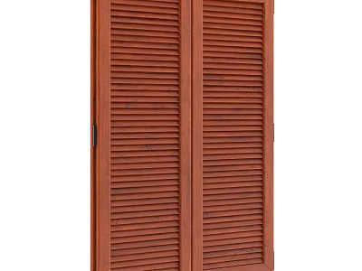 Double Brown Wooden Window Shutters with Traditional Design for Home Interior 3d model