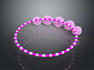 Pink And White Beaded Bracelet With Circular Decorative Elements 3d model