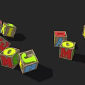 Colorful Alphabet Building Blocks For Kids Educational Play Toys On Black Background