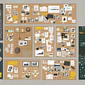 Creative Corkboard Hangings With Photos Notes And Decorative Pins For Home Office