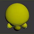 3D Cartoon Character With Green Head Red Eyes Long Nose Orange Shirt And Blue Shoes