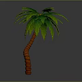 Playful Cartoon Scene With Curved Palm Tree Orange Spiral Trunk And Vibrant Green Leaves
