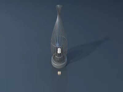 Modern Table Lamp With Metal Cage Design Round Base And Illuminated Light Source 3d model