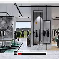 Modern Clothing Store Interior With Fashion Display Racks Lighting And Decorative Plants