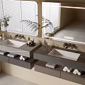 Elegant Modern Bathroom Vanity With Marble Countertop Double Sink LED Mirror And Towel Storage