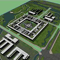 Multi-storey office building SU model 3d model