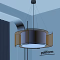 Modern Circular Pendant Light With Brown Shade And Transparent Frame In Interior 3d model