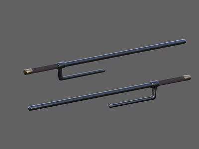 Crowbar Weapon Design With Black Long Rod Brown Handle And Metal Tip 3d model