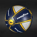 Goodyear Brand Blue Yellow White Striped Soccer Ball With Logo Design