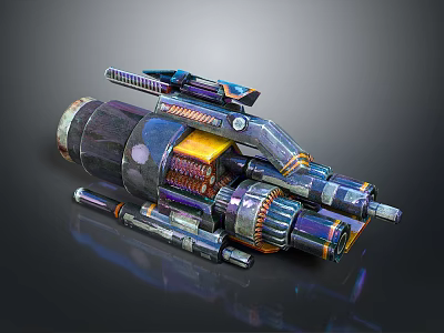 Colorful Futuristic Mechanical Device With Intricate Gears And Metal Components 3d model