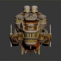 Steampunk Mechanical Device With Gold Copper Tones And Intricate Circular Components 3d model