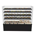 Display Shelf with Transparent Glass and Multiple Shelves for Packaged Food Displays