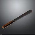 Household Kitchen Utility Knife with Orange Handle Red Stained Blade and Metal Rivets