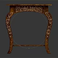 Ornate Wooden Side Table Square Top Carved Legs And Lower Shelf