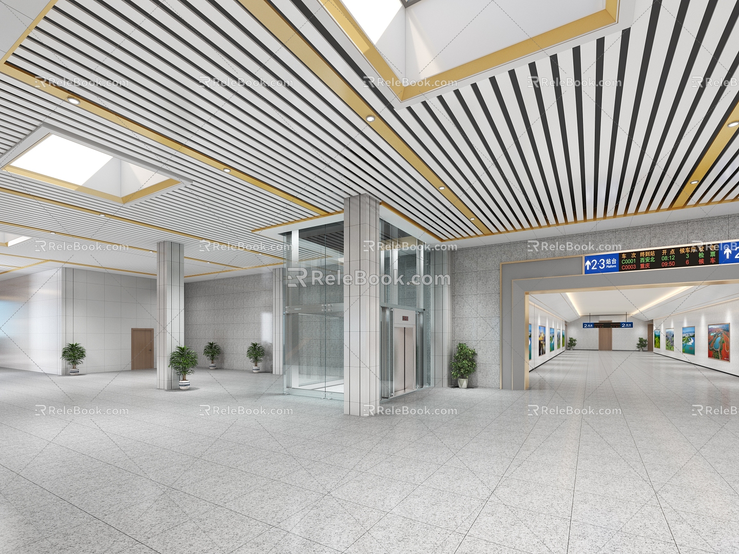 Train station Train station Bus station Airport station Indoor outdoor building Station entrance 3d model