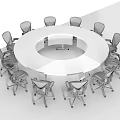 Modern Office Conference Table With Ergonomic Mesh Back Chairs For Meeting Room