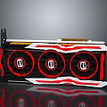 High Performance Graphics Card With Triple Fans Red And White Design Efficient Cooling System