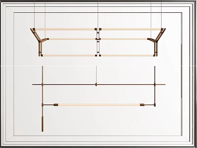 Dual View Linear Chandelier Design with Metal Components and Modern Minimalist Structure 3d model
