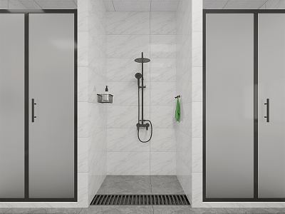 Modern shower public bathroom 3d model