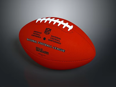 Red American Football With White Laces NFL Logo And Wilson Brand 3d model